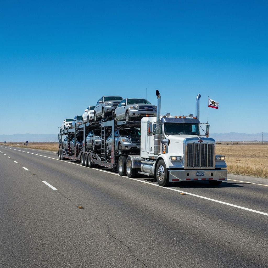 Laweta z samochodami na autostradzie w USA